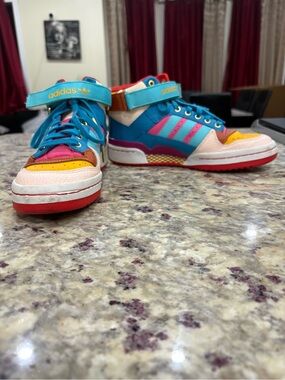adidas Kids Colorblock High-Top Sneakers - Turquoise, Pink & Yellow